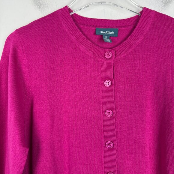 NWT Modcloth When Classic Calls Cardigan Jelly Roll Pink Size Small S NEW - Picture 3 of 13